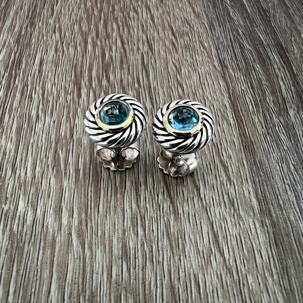Blue‎ topaz earrings - Picture 4 of 8